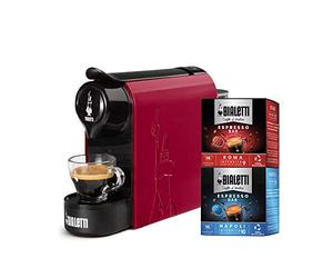 Bialetti Gioia, Machine à expresso avec 32 capsules, fonctionne exclusivement avec des capsules, rouge