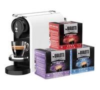 Bialetti Gioia PLUS, Machine à café expresso pour capsules en aluminium, avec 48 capsules, fonctionne exclusivement avec des capsules, blanc
