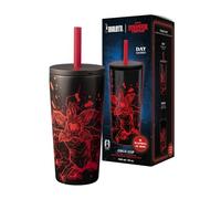Bialetti Gobelet isotherme Stranger Things 900 ml, couvercle avec paille, brille dans le noir