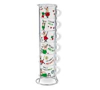 Bialetti – Service à expresso Italy – 6 tasses avec support – Porcelaine multicolore
