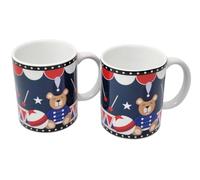 Bialetti Lot de 2 tasses de petit déjeuner collation colorées design avec ours Joyful Memories en céramique 36 cl lavables