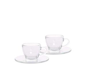 Bialetti Lot de 2 Tasses Expresso institutionnelles (avec Soupe), Verre, 2 unités, 75 ML, Transparent
