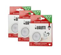 BIALETTI Lot de 3 paquets avec 3 joints et 3 plaques filtrantes pour Moka Induction, Orzo Express et Brikka | Choisissez la taille