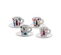Bialetti Lot de 4 tasses Espresso Arte avec soucoupe
