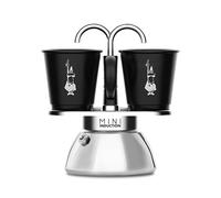 Bialetti – Set cafetière italienne + 2 tasses – Mini-induction – 100 ml – Inox / Noir
