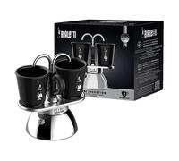Bialetti – Set cafetière italienne + 2 tasses – Mini-induction – 100 ml – Inox / Noir
