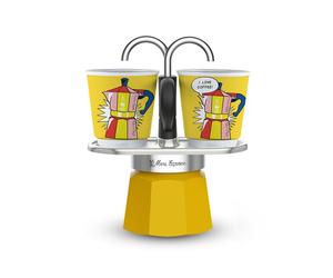 Bialetti Mini Express Lichtenstein Cafetière à moka Argent, Jaune