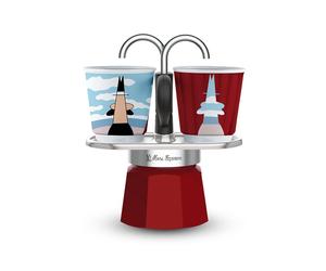 Bialetti Mini Express Magritte Cafetière à moka Rouge, Argent