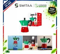 Bialetti Moka Express 3 tasses 130 ml Cafetière italienne rouge vert