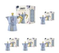 Bialetti Moka Express Bridgerton 3 tasses, Poignée antibrûlure, Ne convient pas à l’induction, 3 tasses (130ml), Aluminium (Lot de 5)