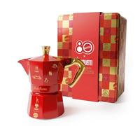 Bialetti Moka Express Lot de 3 tasses (130 ml) Edition Mattel 80ème Cafetière de collection avec étain de célébration - Produit en aluminium, non adapté à l'induction, rouge
