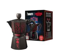 Bialetti Moka Express Stranger Things - Cafetière italienne 6 tasses (270 ml), bouton musical avec recharge USB-C, non compatible induction, noir