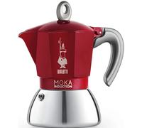 Bialetti - Moka Induction, Cafetière Moka, Convient à Tous Les Types de Plaques de Cuisson, 4 Tasses d'Espresso (150 Ml), Rouge