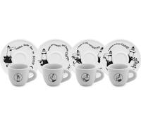 Bialetti Mokatassen Carosello, 4er Set, mit Untertasse, Moka Tasse, Espressotasse, Porzellan, Y0TZ033