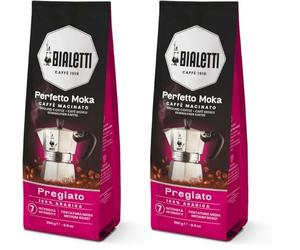 Bialetti Perfetto Moka Café Moulu Delicato (Délicat) Torréfaction Claire 250 g (Lot de 2)