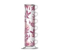 Bialetti - Primavera - Set of 6 Pink Espresso Cups with Stand Bialetti