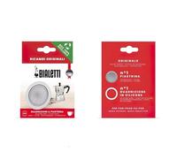 Bialetti Ricambi, Includes 1 Gasket and 1 Plate, Compatible with Moka Express 3/4 Cups, Moka Induction, Orzo Express and Brikka 0800039