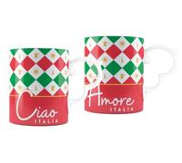 Bialetti - Set de 2 Mugs Tricolore, Porcelaine, 300 ml / 10.14 oz
