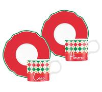 Bialetti - Set de 2 Tasses à Espresso Tricolore, Porcelaine, 90 ml / 3.04 oz