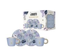 Bialetti Set de 2 tasses et 2 soucoupes Bridgerton, Porcelaine, 80ml, Bleu Céruléen