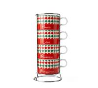 Bialetti - Set de 4 Tasses à Cappuccino Empilables, Porcelaine, 160 ml / 5.41 oz