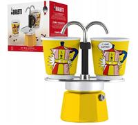 Bialetti Espressokocher Set Mini Express Lichtenstein + 2 Espressobecher