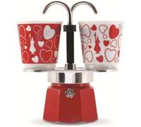 Bialetti Set Mini Express Moka avec 2 tasses cœur 90 ml