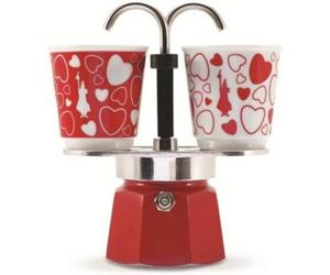 Bialetti Set Mini Express Moka avec 2 tasses cœur 90 ml