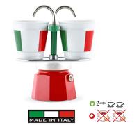 Bialetti Set Mini Express Moka Rouge 2 Tasses + Cafetière à Distribution Directe
