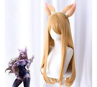 Biamoxer KDA Cosplay Costume Wig Game LOL Ahri Cosplay Costume Wig Women Outfit K/DA Group LOL Cosplay Wig with Ear One Size Wig with Ear