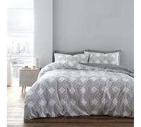 Bianca Atticus Parure de lit en Coton avec Housse de Couette et taies d'oreiller Motif géométrique Gris