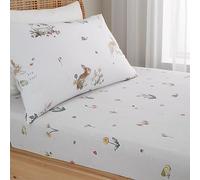 Bianca Bunny Rabbit Friends Drap-Housse en Coton pour lit Double Naturel