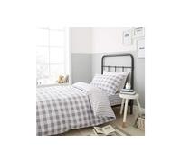 Bianca Check and Stripe Drap-Housse, Coton, Gris, Simple