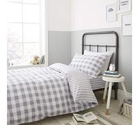 Bianca Cotton Soft Check and Stripe Grey Parure de lit 200x220+50x80(2) et Drap Housse 140x200 Blanc
