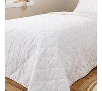 Bianca Couvre-lit réversible en Coton Motif étoiles et Rayures Naturel 200 x 200 cm