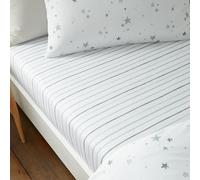 Bianca Drap-Housse en Coton Motif étoiles Blanc/Gris