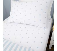 Bianca Drap-Housse en Coton pour lit Simple Motif étoiles et Rayures Bleu