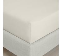 Bianca Drap-Housse en Percale de Coton 200 Fils pour lit Double Extra Profond Naturel
