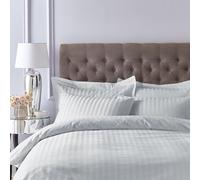 Bianca Drap-Housse en Satin de Coton 300 Fils à Rayures Gris argenté Super King Size