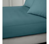 Bianca Drap-Housse en Satin de Coton 400 Fils pour lit Double Bleu Sarcelle