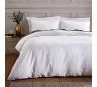 Bianca Fine Linens Bedding Parure de lit avec Housse de Couette et taies d'oreiller en Coton Jacquard Motif géométrique Blanc King Size
