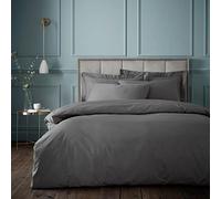 Bianca Fine Linens Bedding Parure de lit Double en Coton égyptien 180 Fils avec Housse de Couette et taies d'oreiller Gris Anthracite
