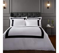 Bianca Fine Linens Bedding Parure de lit en Coton avec Housse de Couette et taies d'oreiller Blanc/Noir King Size