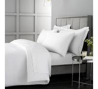 Bianca Fine Linens Bedding Parure de lit en Satin de Coton 400 Fils avec Housse de Couette et taies d'oreiller Blanc