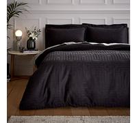 Bianca Fine Linens Bedding Parure de lit en Satin de Coton Jacquard avec Housse de Couette et taies d'oreiller pour lit Super King Size Noir