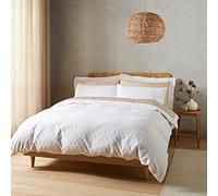 Bianca Fine Linens Bedding Parure de lit Simple en Coton gaufré avec Housse de Couette et taie d'oreiller Blanc
