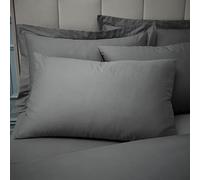 Bianca Fine Linens Lot de 2 taies d'oreiller en Coton égyptien 180 Fils avec Fermeture à Rabat Gris Anthracite 50 x 75 cm