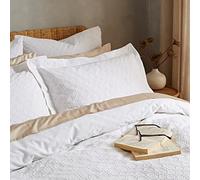 Bianca Fine Linens Lot de 2 taies d'oreiller en Coton gaufré Oxford 50 x 75 cm + Bordure Blanc
