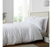 Bianca Fleur Matelassé Jacquard 200 Fils Coton Parure Housse de Couette avec Taies d'Oreillers Blanc King