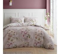 Bianca Francesca Floral Parure de lit réversible en Coton 200 Fils avec Housse de Couette et taies d'oreiller Rose crème